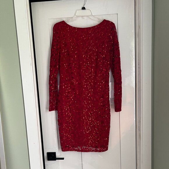 Marina Dresses & Skirts - Marina Red Lace and Sequined Dress Size 8